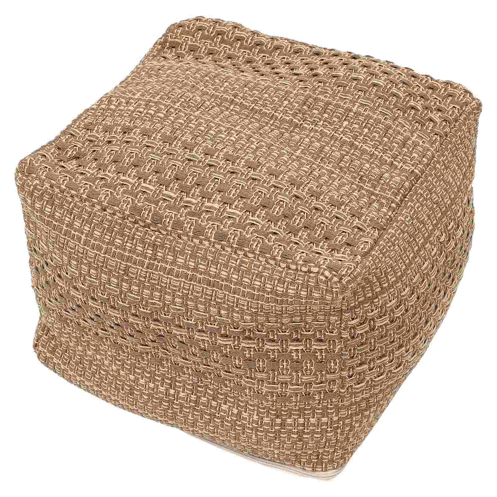 

Lifkome Foot Rest Pouf Ottoman Cover Pouf Ottoman Foot Stool Decorative Square Unstuffed Pouf Braided Handwoven Casual