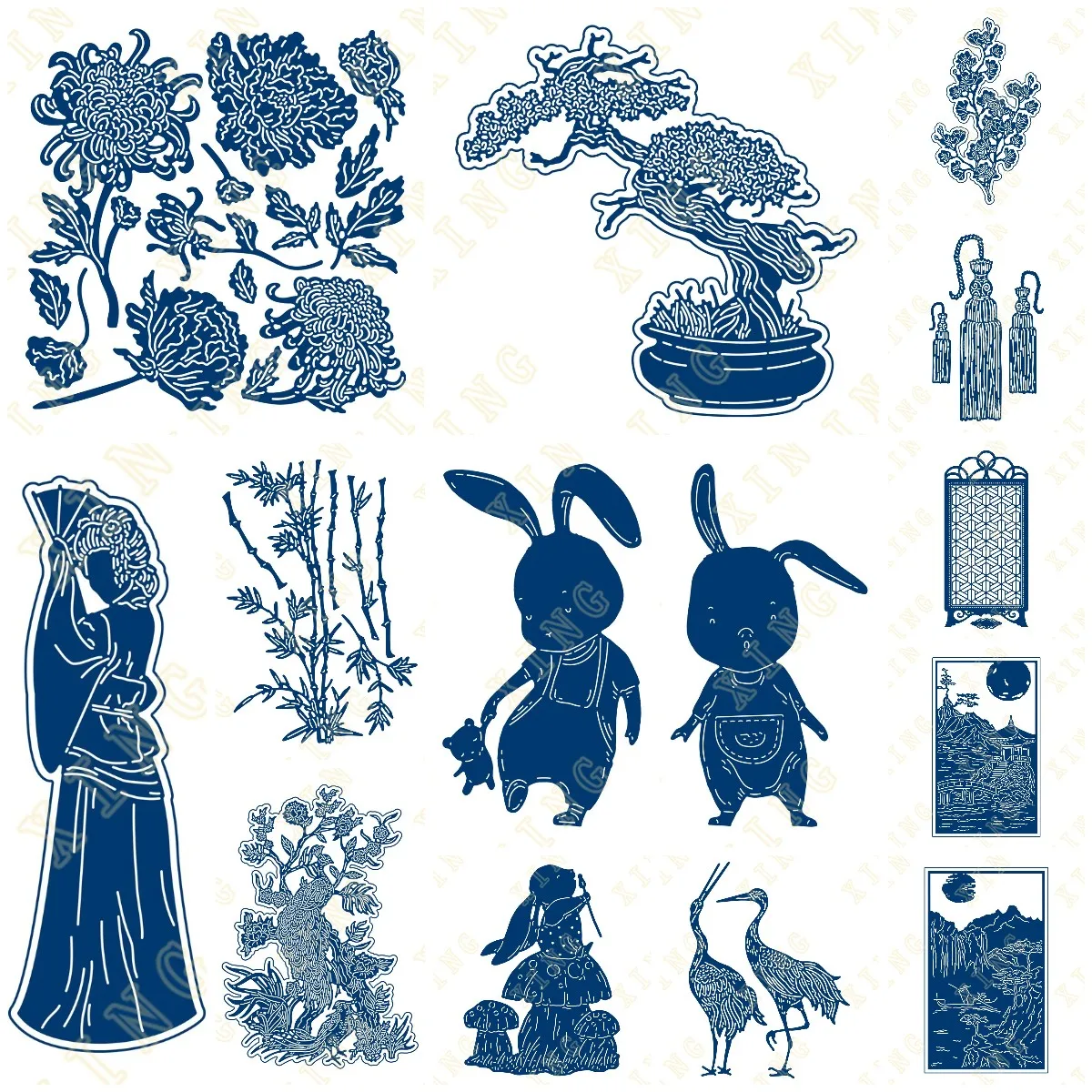 

Potted Flowering Tree Rabbit Metal Cutting Die Scrapbook Embossed Paper Card Album Craft Template Cut Die Stencils New Arrival