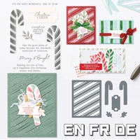 2022 new pattern merry christmas candy canes clear stamps set and tag words metal cutting dies for festival paper card making