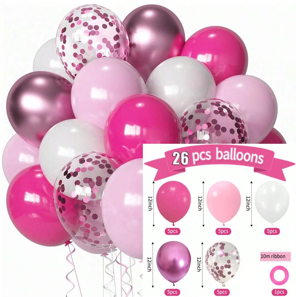 

Розовый набор латексных шаров с блестками 26/52 шт