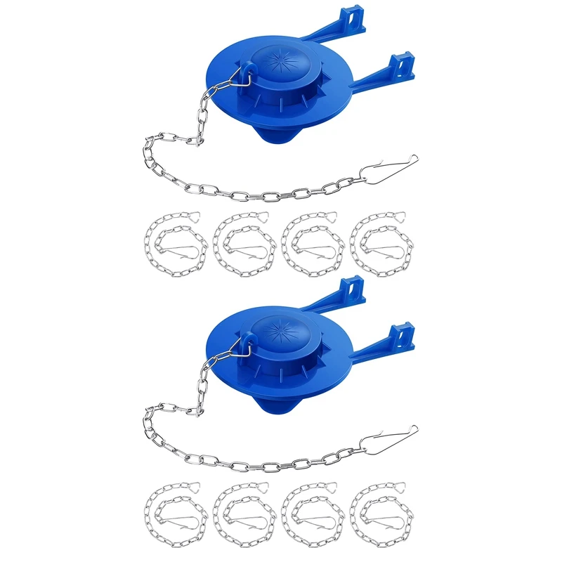 

2X Toilet Flappers Replacement Universal Rubber Toilet Bowl Flapper With 8 Pcs Flapper Chains Replacement
