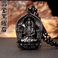 natural obsidian hand carved heavenly laojun jade pendant fashion boutique jewelry mens and womens taoist necklace