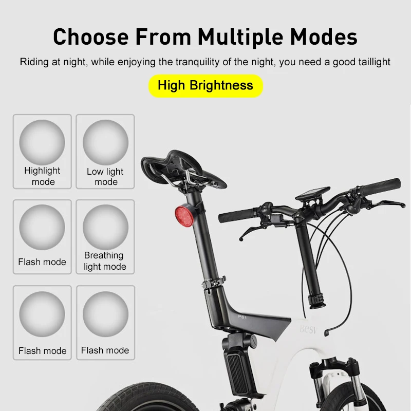 

Светодиодный велосипедный мини-задний фонарь, питание от Usb, водонепроницаемость IPX6, предупреждение о безопасности, рюкзак для шлема