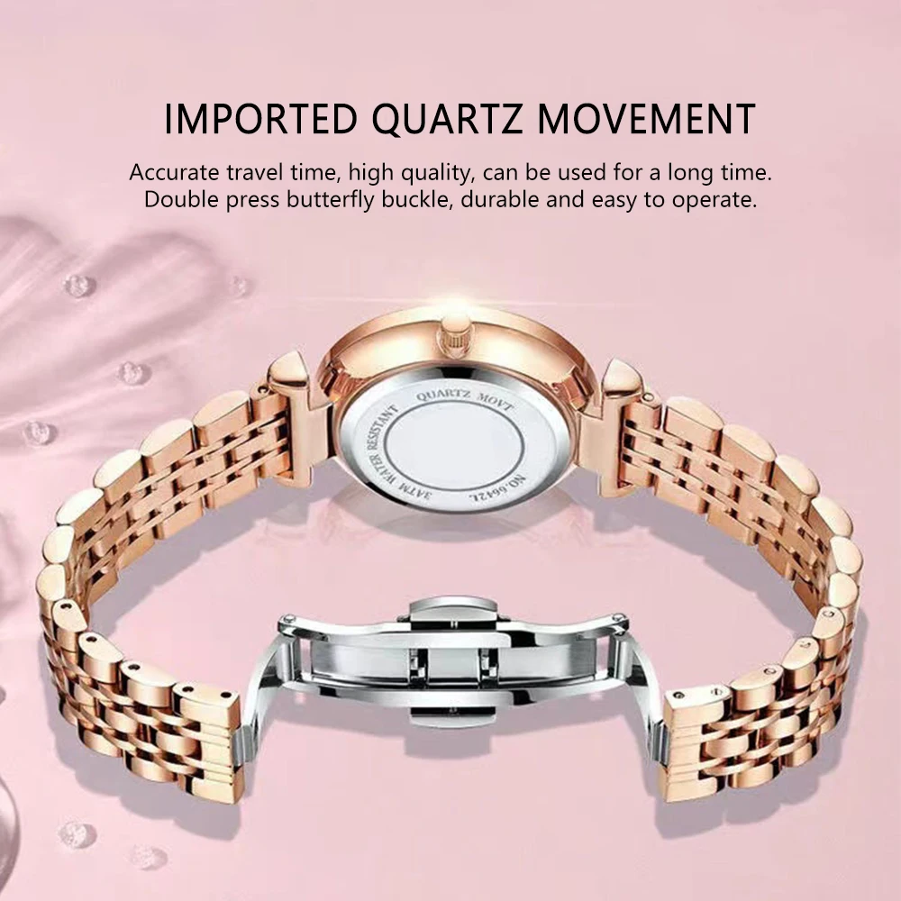 POEDAGAR Watch for Women Luxury Jewelry Design Rose Gold Steel Quartz Wristwatches Waterproof Fashion Swiss Brand Ladies Watches enlarge