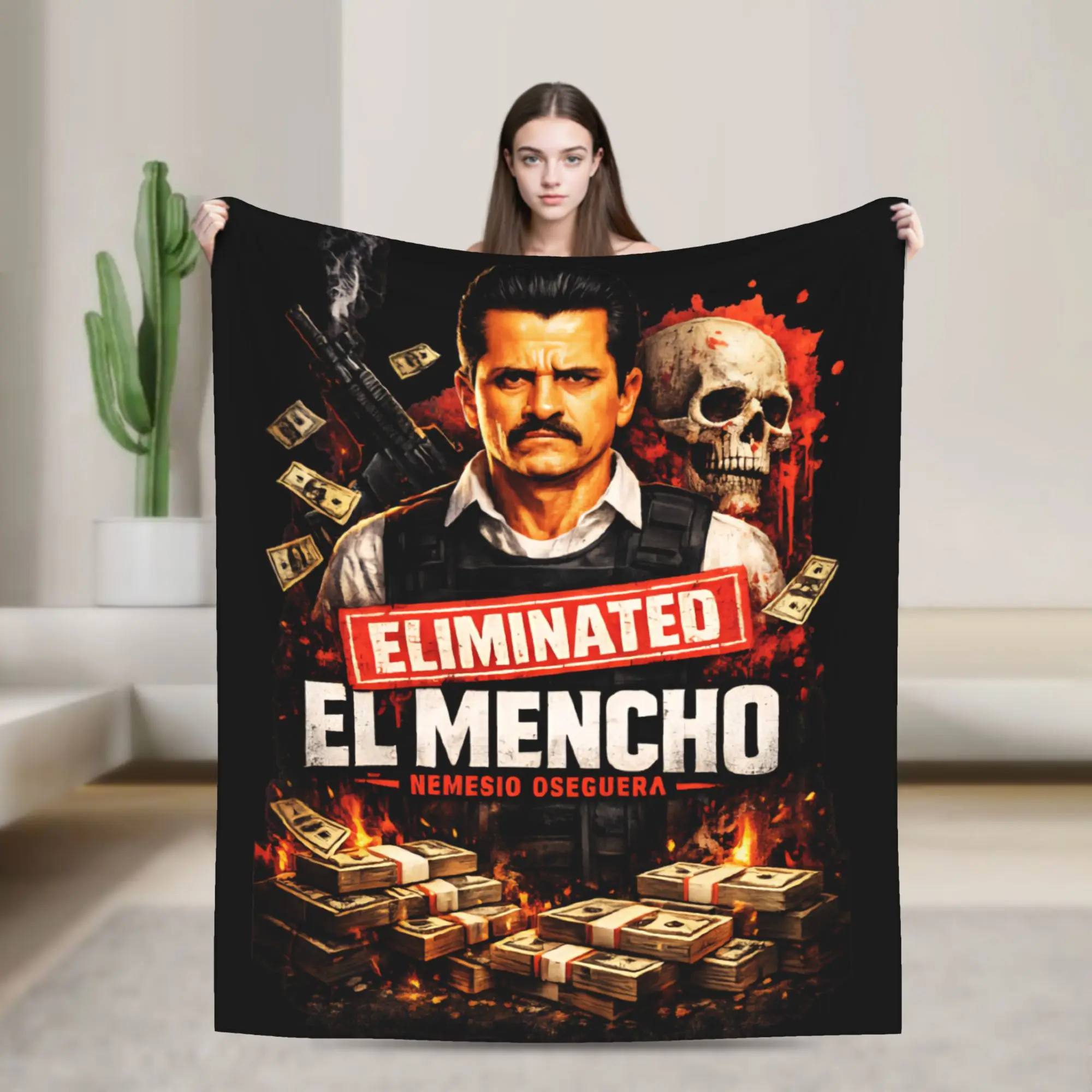 Фото Плед El Mencho из флиса для лета и кондиционированных помещений, многофункциональный, супертеплый, для дома, автомобиля, кровати №1