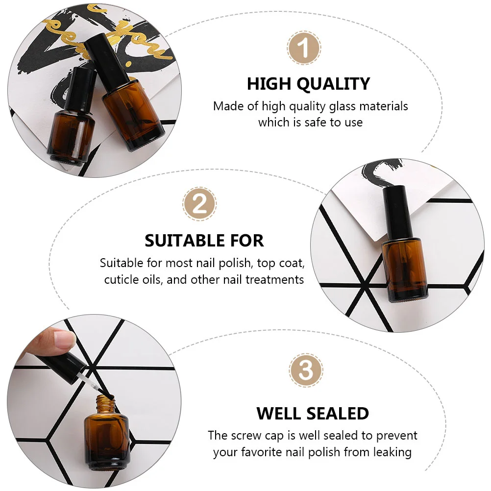

Nail Bottles Polishbottle Empty Brush Refillable Containerwith Varnish Cylindrical Vialsdiy Brushes Clear Cosmeticsample Galss