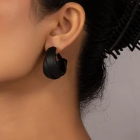 hot sale ins trendy black coated punk hip hop rock minimalism geometric hoop earrings korean fashion women party jewelry