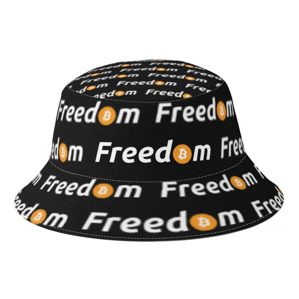 Summer Bitcoin Freedom Bucket Hat for Unisex Bitcoin Cryptocurrency Outdoor Travel Bob Fishing Hats Girls Boys Fedoras Cap