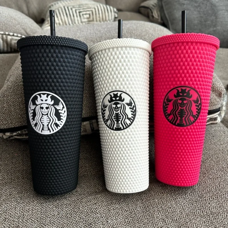 24oz Skeleton Mermaid Tumbler Decal Skeleton Logo Studded Tu