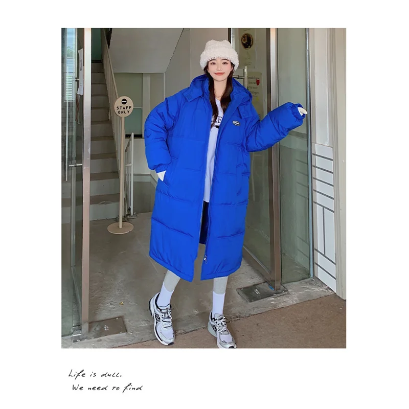 Winter Women's Mid-length Over-the-knee Bread Coat Fashion Loose Coat All-match Thickening and Thin Warm Padded Jacket Jacket
