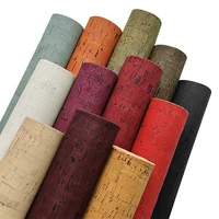 solid color synthetic leather fabric colored cork artificial faux leather fabrics diy soft bags home decoration wood pu leathers
