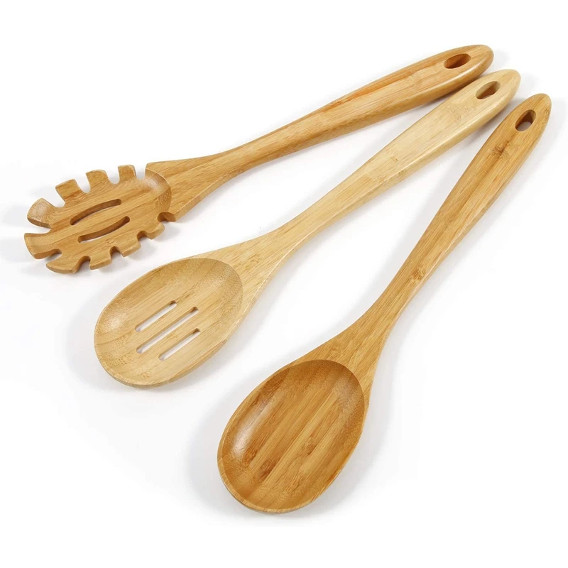 

Набор термостойких бамбуковых деревянных ложек, кухонная утварь, антипригарная посуда для приготовления пищи, выпечки и смешивания, кухонн...