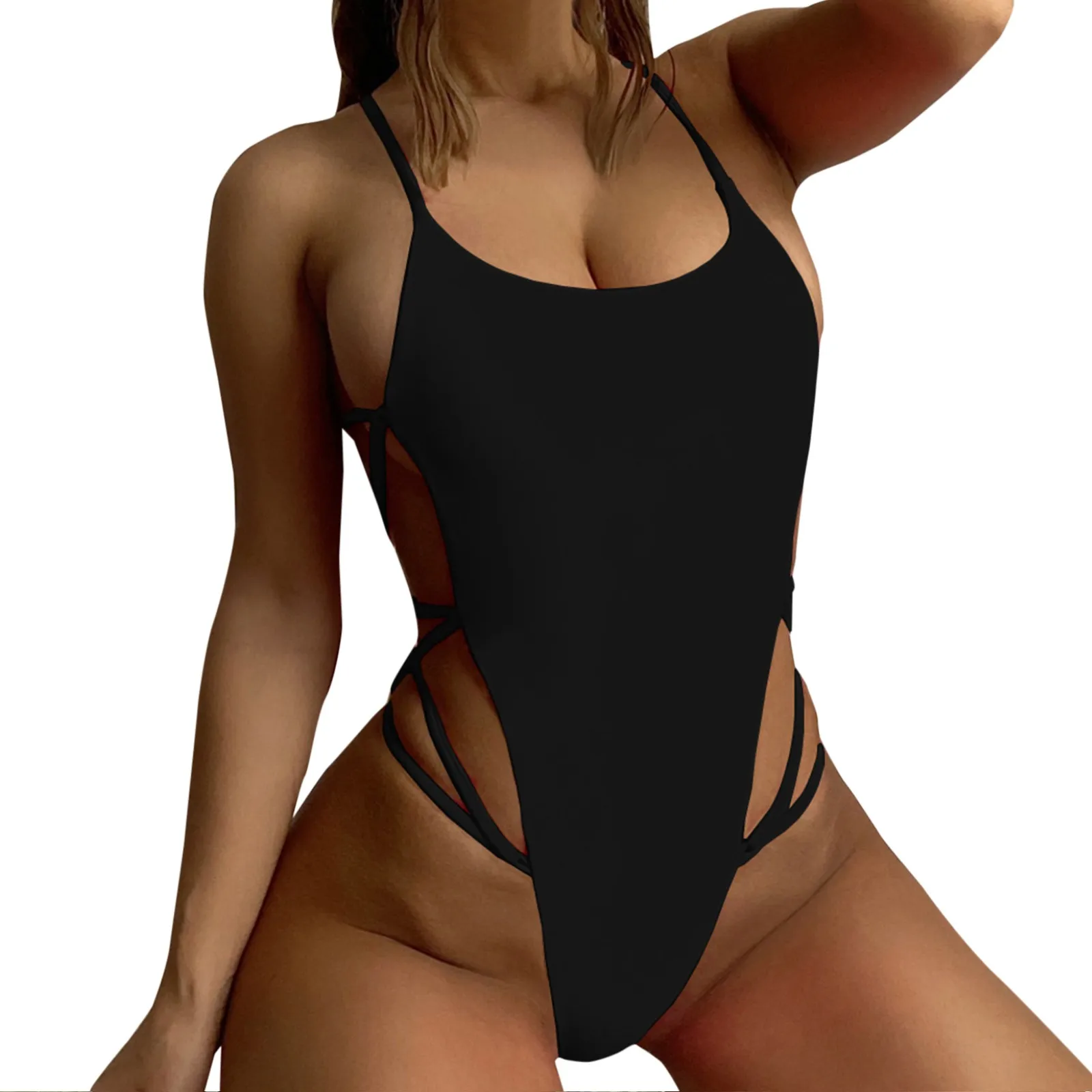 

Женские Купальники, сексуальный цельный купальник для женщин, купальный костюм с высокой горловиной и перекрестной спиной, Женская Праздни...