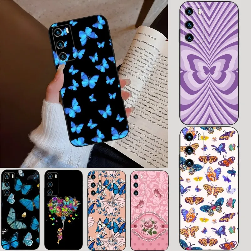 

Cute Butterfly Phone Case For Huawei P40Pro P30 P50 P20 P10 P9 Pro Plus P8 P7 Psmart Z 2022 Nova 8 8I 8PRO 8SE Back Coque