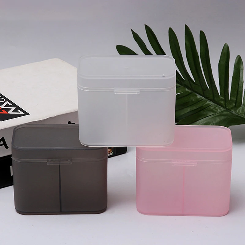 

Cotton Pads Nail Wipes Cosmetic Brush Organizer Storage Box with Double Independent Compartment Containers