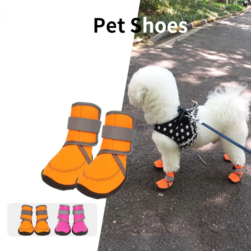 Четырехсторонняя эластичная обувь для домашних животных, модные разноцветные ботинки для собак, ботинки для собак, зимние Ботинки на каблу...