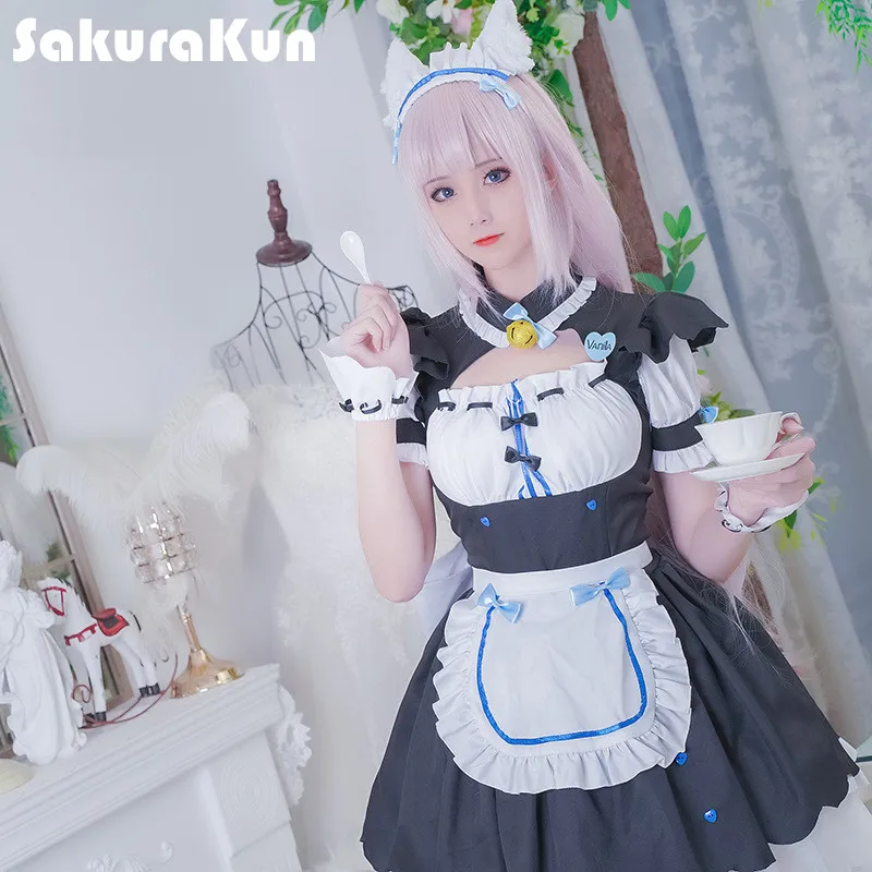 Nekopara Cosplay Costume Chocola Vanilla Cosplay Maid Dress Cat Neko Party Sexy Costume Women Lolita Dress Tail Suit