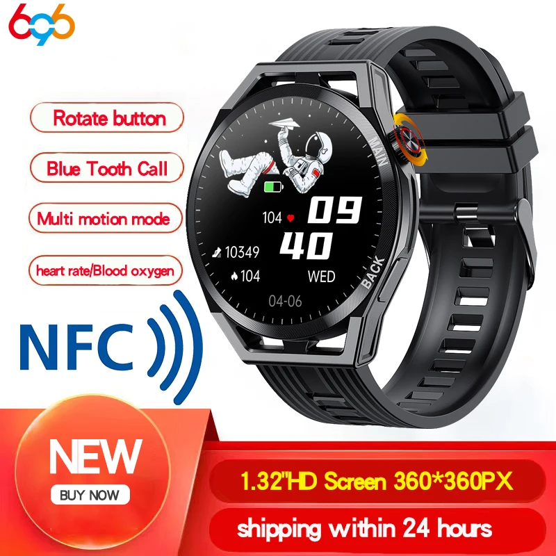 

New 1.32" Men Blue Tooth Call Smart Watch Heart Rate Blood Oxygen Testing Sport Fitness Tracker Waterproof Women NFC Smartwatch
