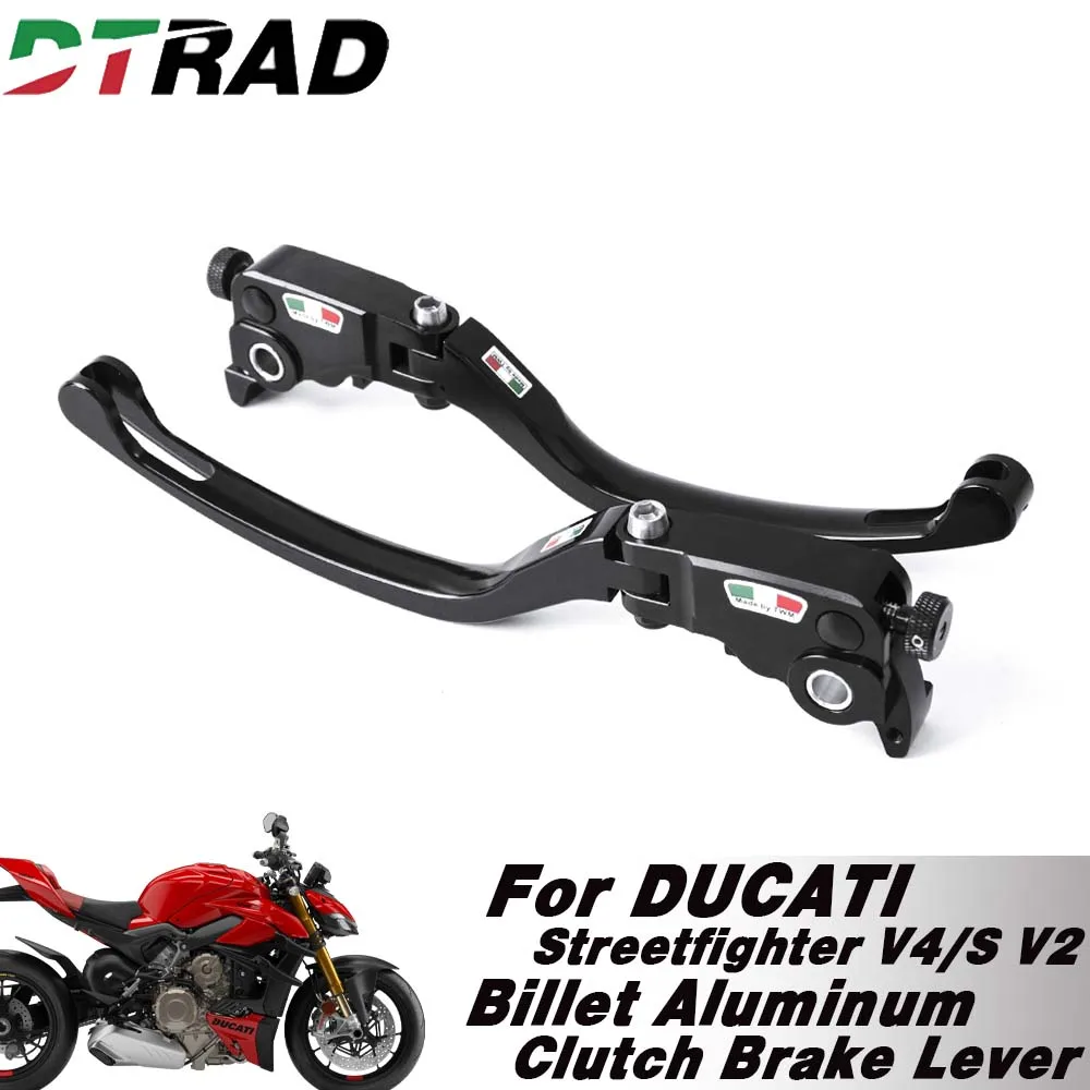 Фото Для DUCATI Panigale/Streetfighter V4/S V2 2020-2025 Billet Racing Регулируемый тормозной рычаг сцепления Передние складные ручки управления №1