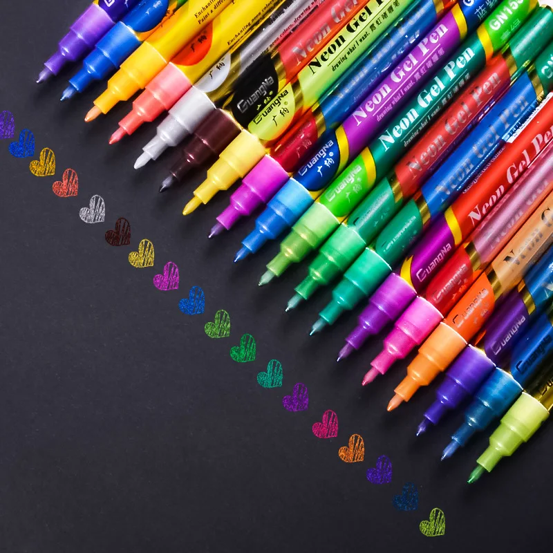 

12/18/24 Colors Glitter Neon Highlighters Sketch Drawing Markers Gel Pens Graffiti Fluorescent Pens Scrapbook Diary Poster Card