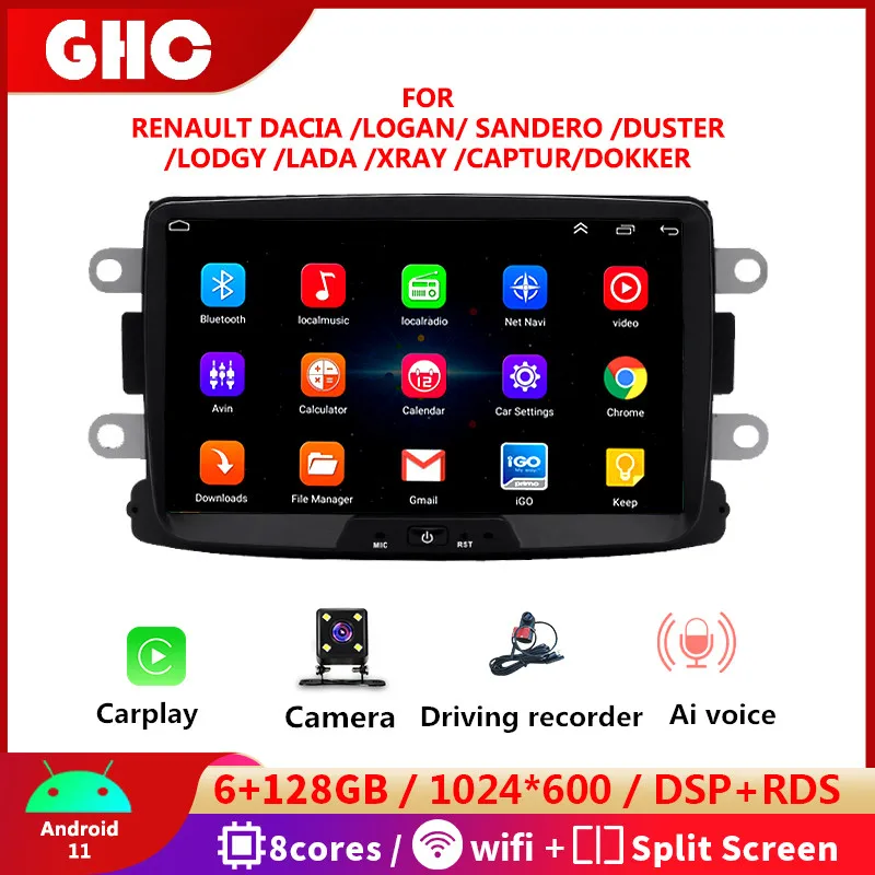 

GHC Android Autoradio 7/8'' for Renault Dacia Multimedia Logan Duster with DVR Camera Support AI Voice Car Radio with Screen
