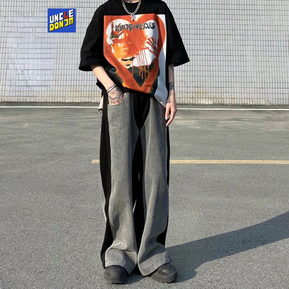 

Брюки UNCLEDONJM мужские джинсовые, повседневные тренировочные штаны, брюки-султанки в стиле хип-хоп