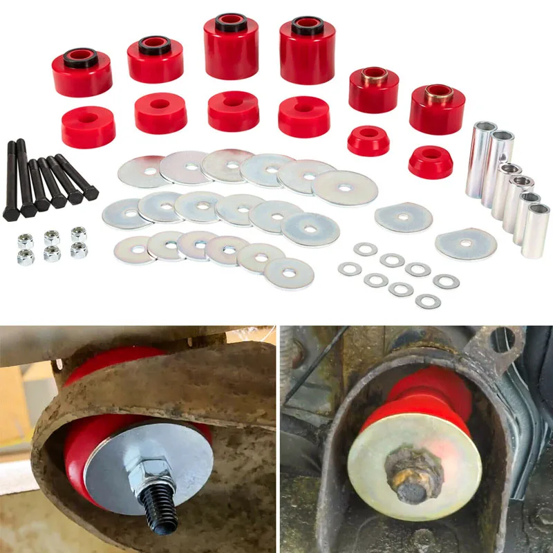 

4.4123R Body Mount Bushing Set Kit Red For Ford F-150 F-250 F-350 1980-1998 2WD 4WD (58 Pack)
