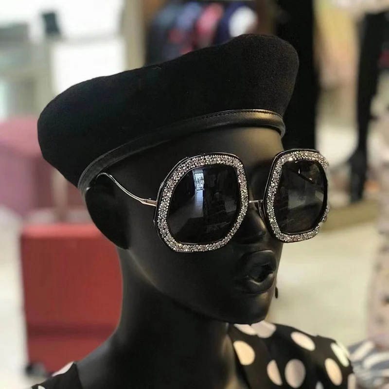 Big Frame Crystal Sun Glasses Women Cooling Designer Women Luxury Shades Lunette De Soleil Femme Googles Sunglasses Women 2022 4