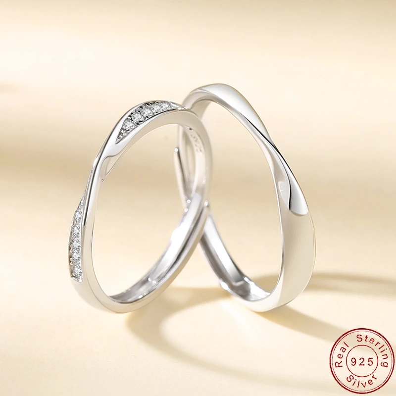 

New Mobius Couple Ring S925 Sterling Silver Jewelry AAA CZ Fashion Classic For Women Birthday Gift Jewelry+box