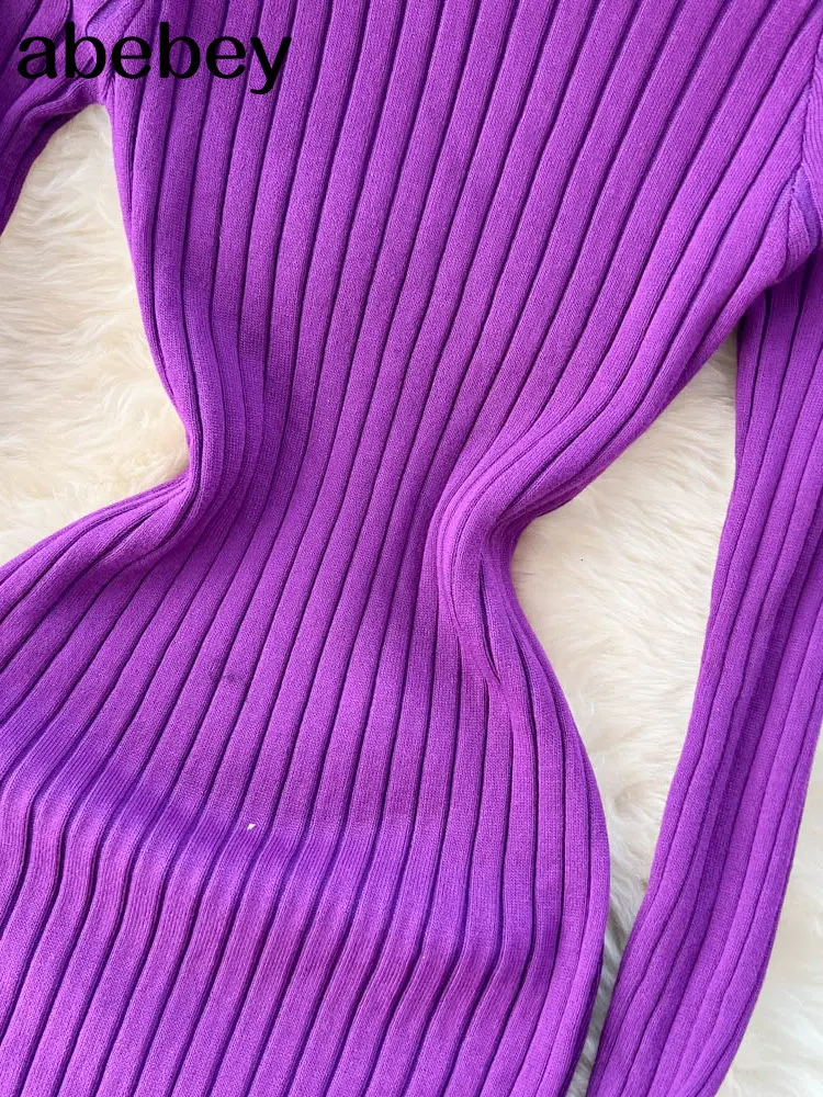 Женское осенне-зимнее вязаное платье с круглым вырезом