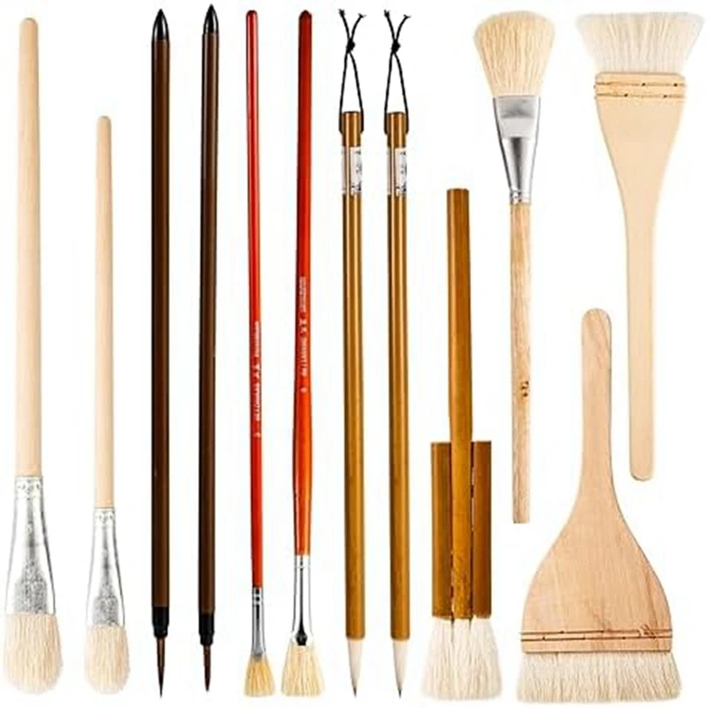 

12Piece Ceramic Glaze Brush Set Pottery Glaze Brushes Acrylic Watercolor Fit For Drawing Artists Painting Students Kids Adults