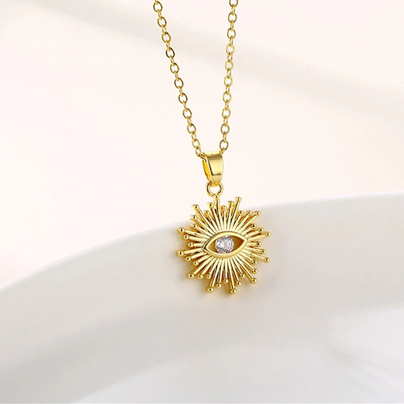 

Цепочка Из Нержавеющей Стали 316L, изящное ожерелье с кулоном в виде водной ряби с позолотой из циркония, креативное ожерелье с подвеской под ...