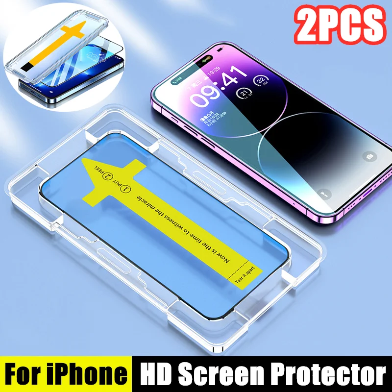 2pcs Install Tool Accessories Tempered Glass For iPhone 14 1