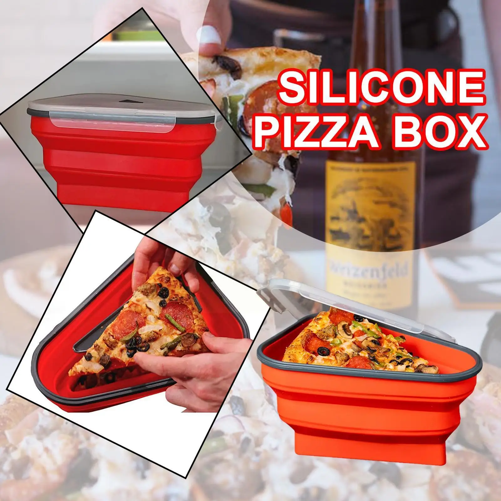 

Pizza Pack Box Silicone Reusable Portable Pizza Pad Kitchen Microwave Storage in Used be and Dishwasher Supplies Freezer G7J4