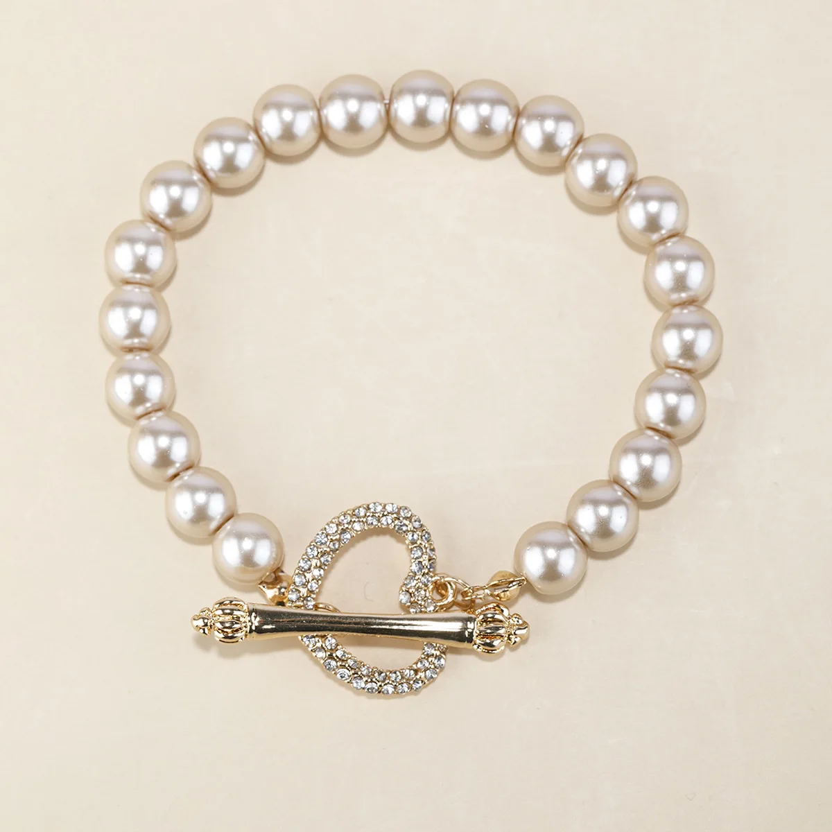 

Pretty Pearl Accessory Bracelet Metal Rhinestone Heart Lock Bracelet