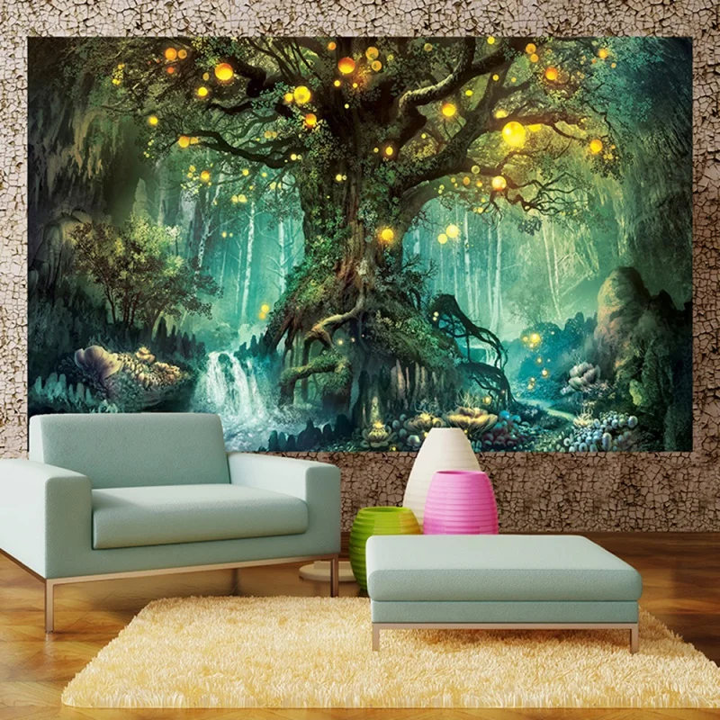 Home Decor Mutil Type 150x130 Modern Art Canvas Fantasy Plant Magical Forest 3D Printing Wall Hanging Tapestry