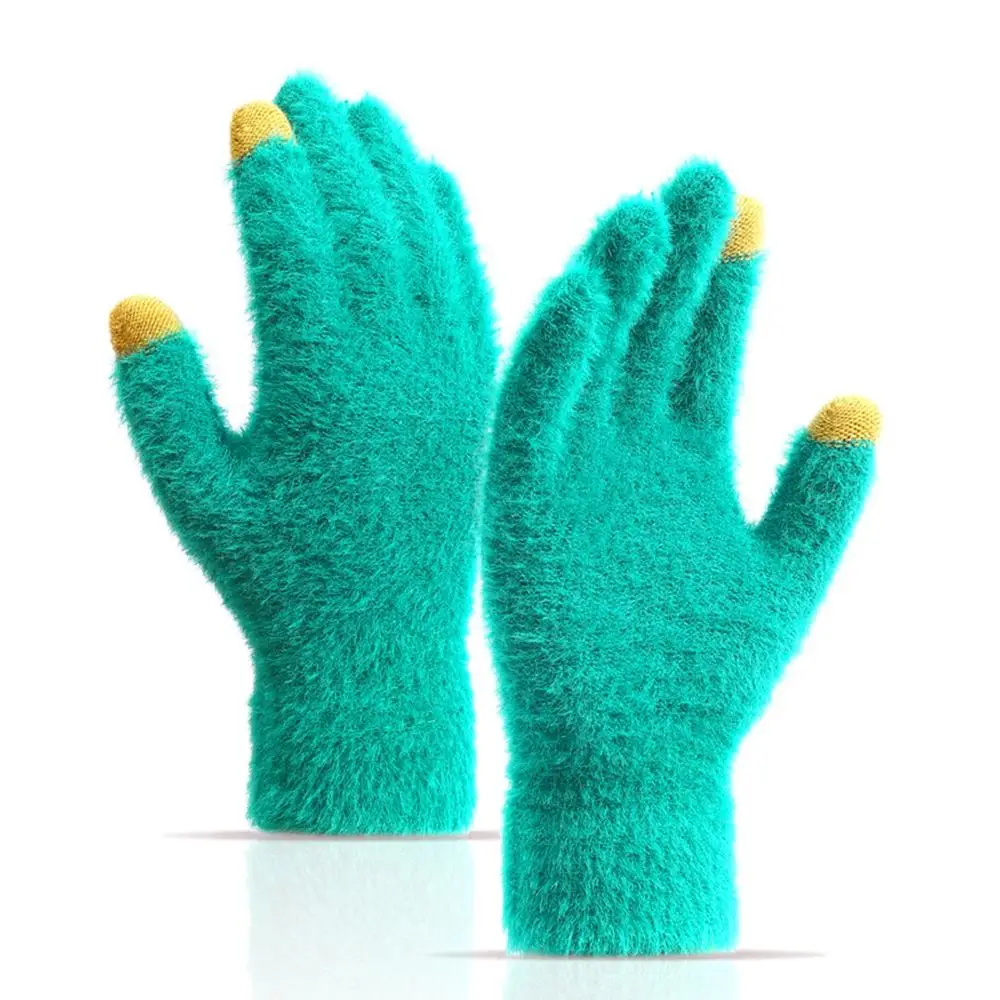 

Осенне-зимние модные теплые мужские и женские студенческие перчатки для письма из искусственной норки с бархатной подкладкой утолщенные Н...