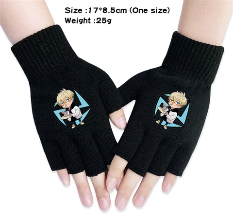 Трикотажные перчатки с принтом Токио, теплые черные варежки с мультяшным принтом для мальчиков и девочек, для косплея, Осень-зима, подарки для студентов