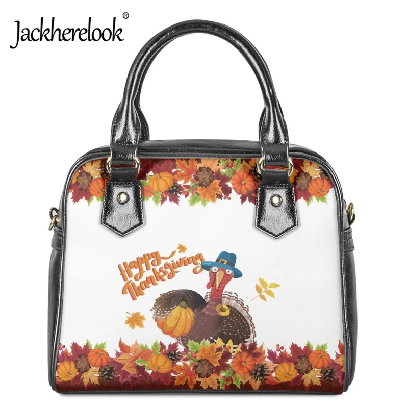 

Jackherelook Thanks Giving Chicken Pattern Girls PU Leather Tote Bags Mini Shoulder Bag with Hasp Casual Handbag for Women 2022