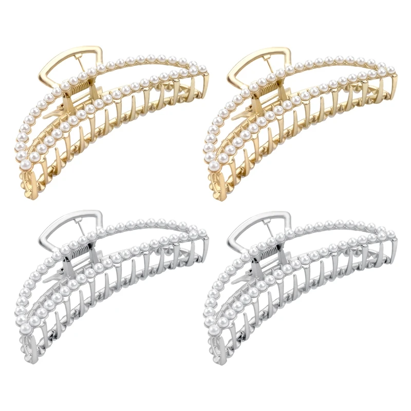 

4 шт. больших металлических заколок для волос, подходит для густых волос, модные аксессуары для укладки волос, заколки для волос (золотые + бе...