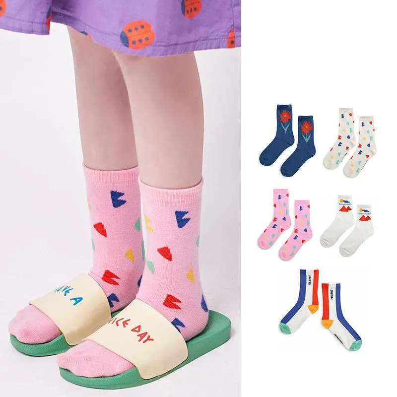 

EnkeliBB BC Kids Fashion Socks Cotton Mafe Cartoon Leters and Striped Pattern Boys Girls Toddler Children Kids Tube Socks