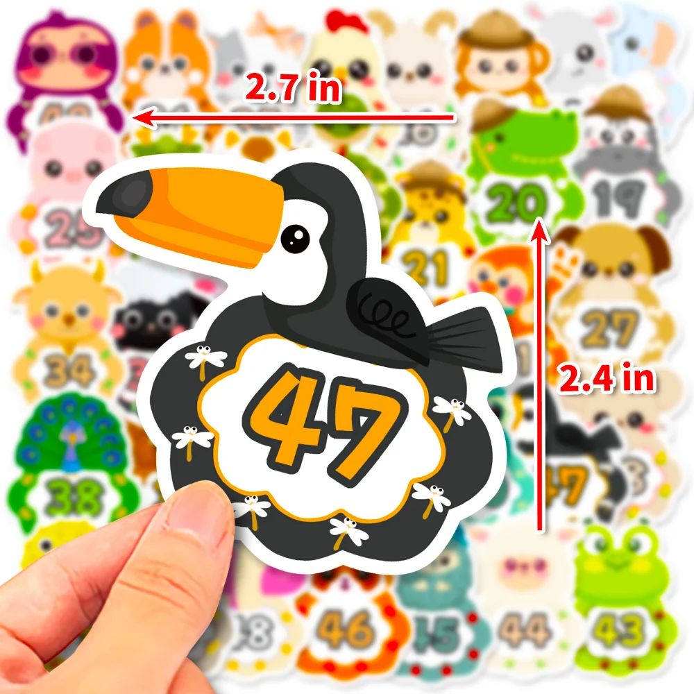 

50Pcs Children's Early Education Stickers Cartoon Digits Learning Stickers Decorative Luggage Stickers