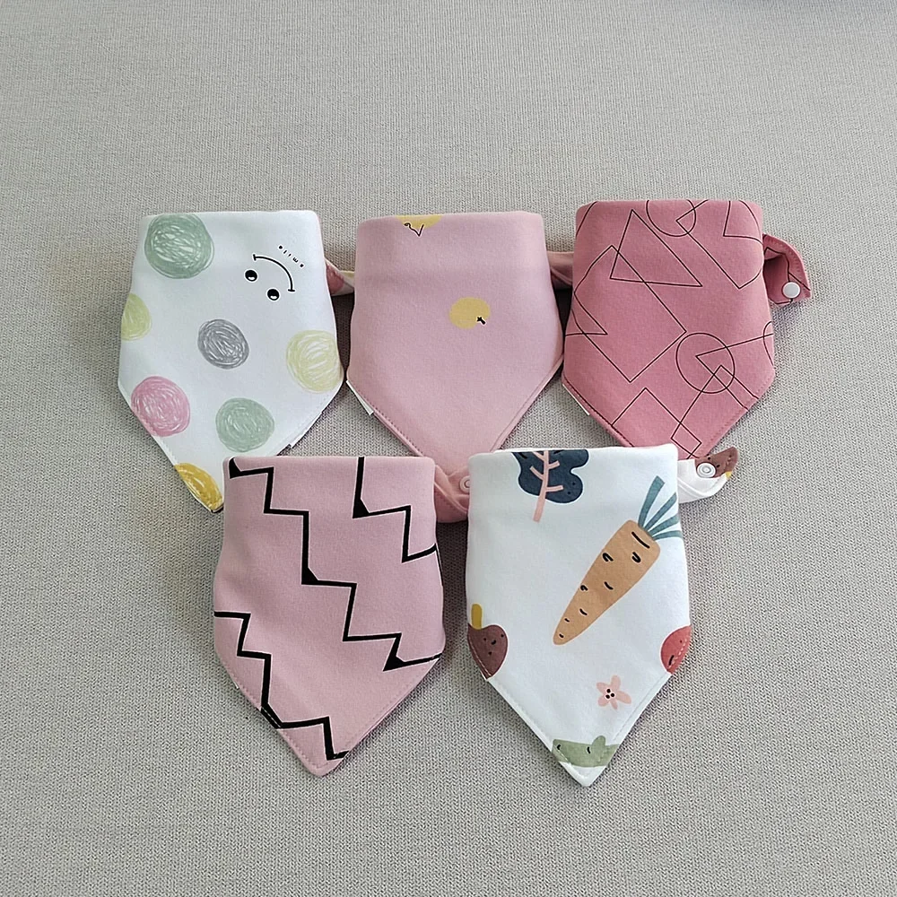 

5 Pieces Baby Bibs Set Newborn 100% Cotton Triangle Soft Infant Feeding Burp Cloth Teething Saliva Towel Bandana Bibs Baby Stuff