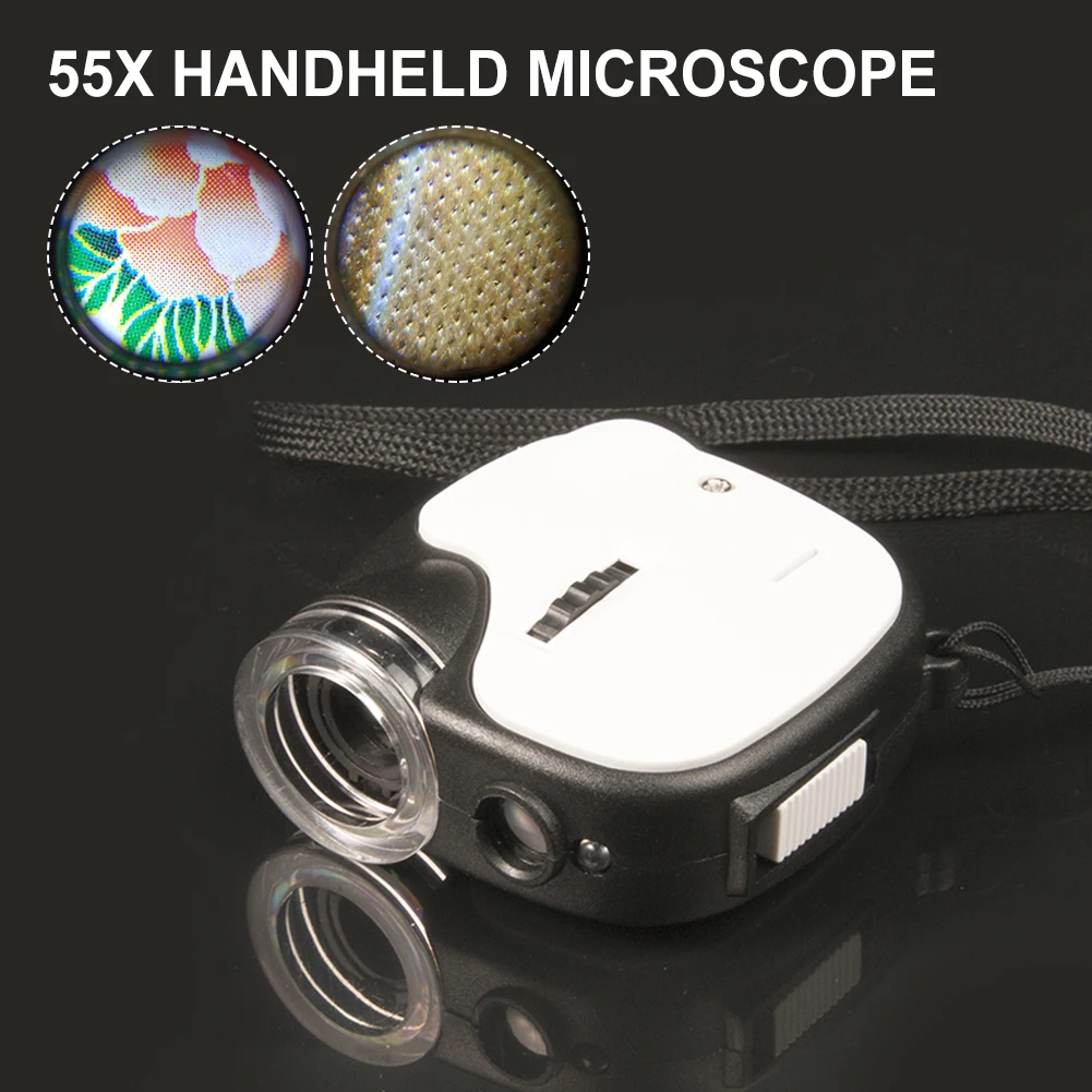 

Карманный Портативный микроскоп с УФ-лампой, складное увеличительное стекло высокой мощности для ювелирных изделий, 55X