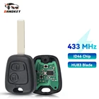 Ретранслятор Dandkey PCF7961, 2 кнопки дистанционного управления, полный ключ для PEUGEOT 307, для Citroen C1 C3, без ключа, 433 МГц, HU83 лезвие ключа