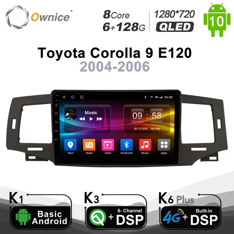 Android 10.0 6G+128G Car Radio Stereo for Toyota Corolla 9 E120 2004 - 2006 Auto Audio GPS 4G LTE System head unit 1280*720 Android 10.0 6G+128G Car Radio Stereo for Toyota Corolla 9 E120 2004 - 2006 Auto Audio GPS 4G LTE System head unit 1280*720