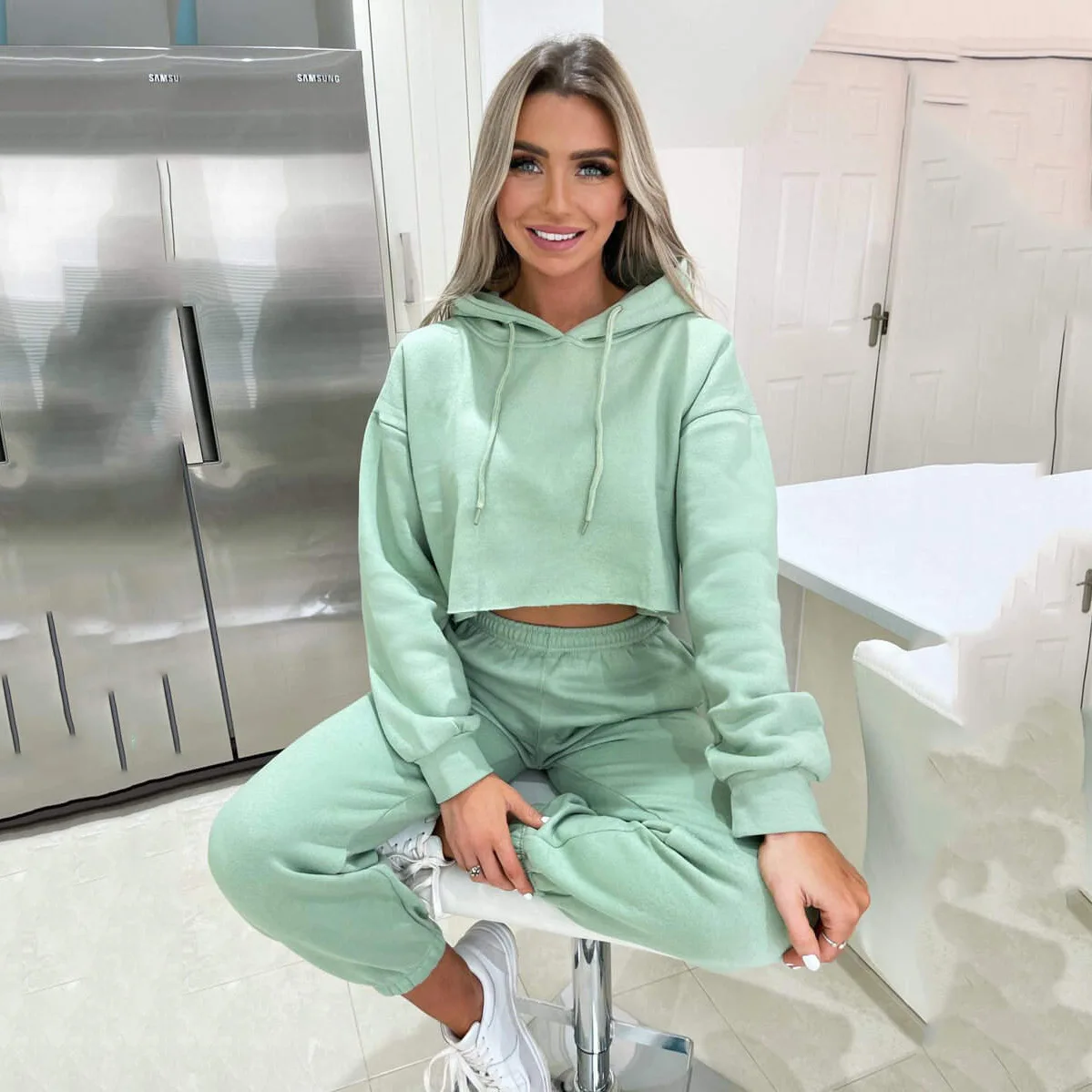 Женские комплекты из двух предметов просторная флисовая одежда с длинными