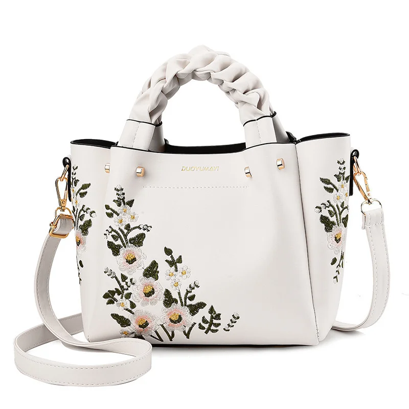 

Fashion Women Handbags Soft PU Leather Totes Bag Top-handle Embroidery Crossbody Bag Shoulder Bag Lady Elegant Hand Bags Purse