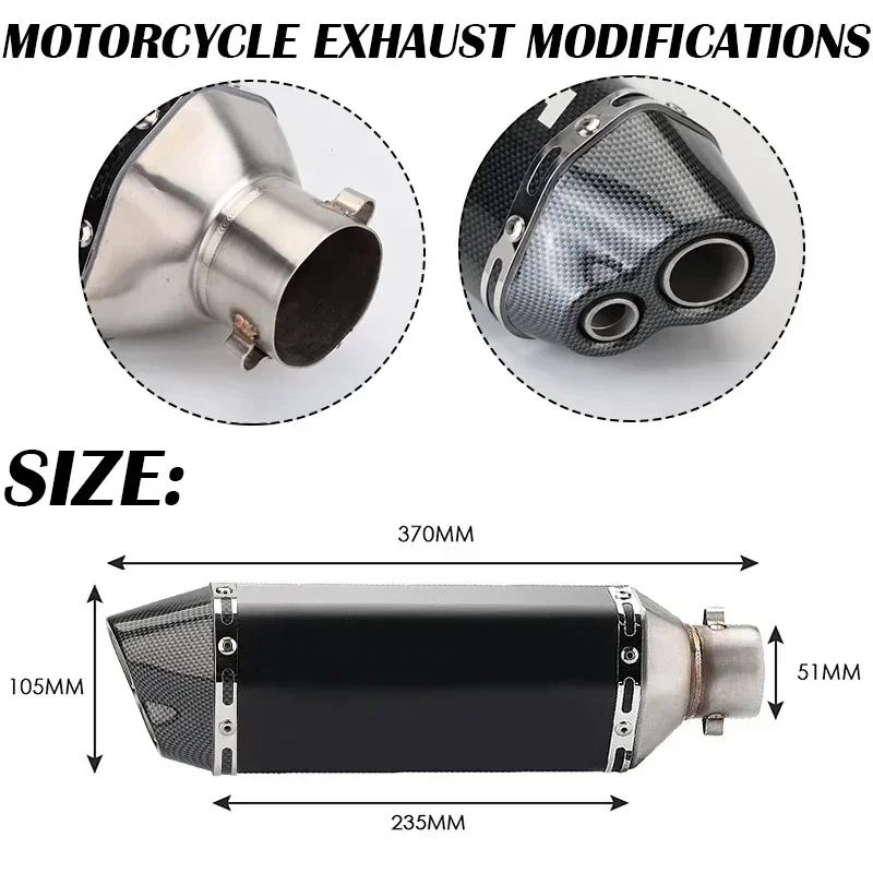 Выхлопной глушитель универсального назначения для мотоцикла 51 мм выхлопной