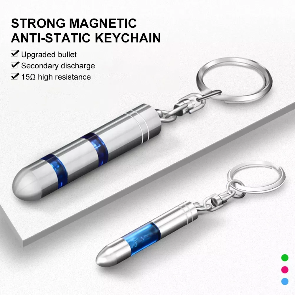 

Anti-Static Keychain Auto Body Static Eliminator Discharger High-Voltage Portable Key Ring With LED Light Rod Accessories